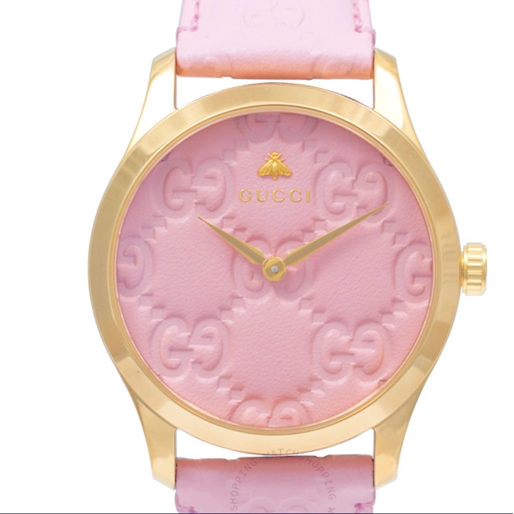 NWT GUCCI Watch G-Timeless 27mm Yellow Gold Pastel Pink
